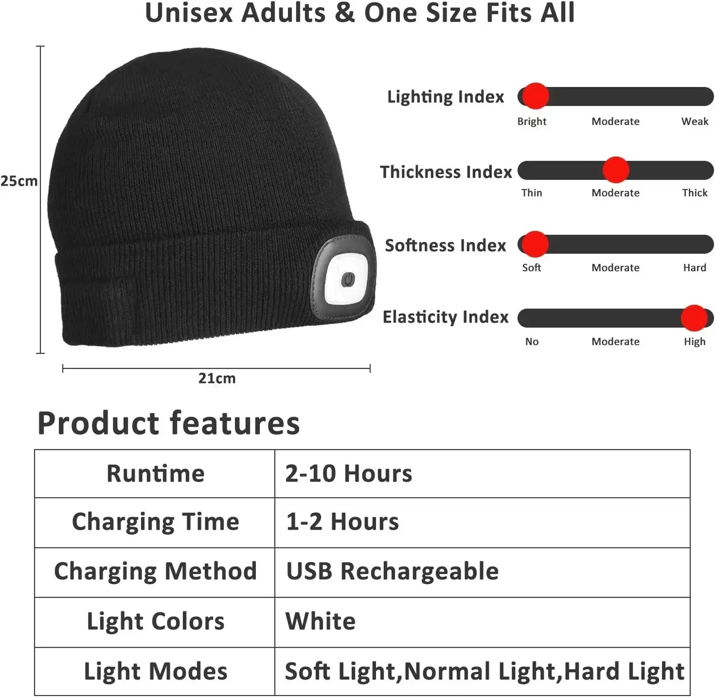 Neue Winter-Strickmütze mit LED-Warmbeleuchtung