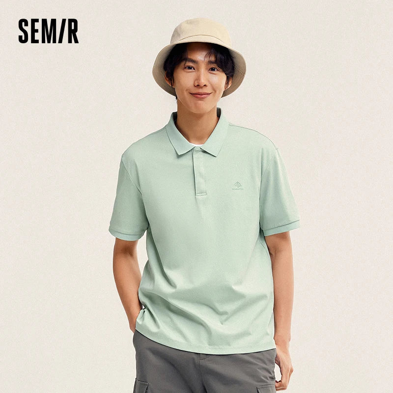 Semi Polo Shirt Herren, neues, schlichtes Pendler-Oberteil aus weicher Baumwolle mit halbem Reißverschluss