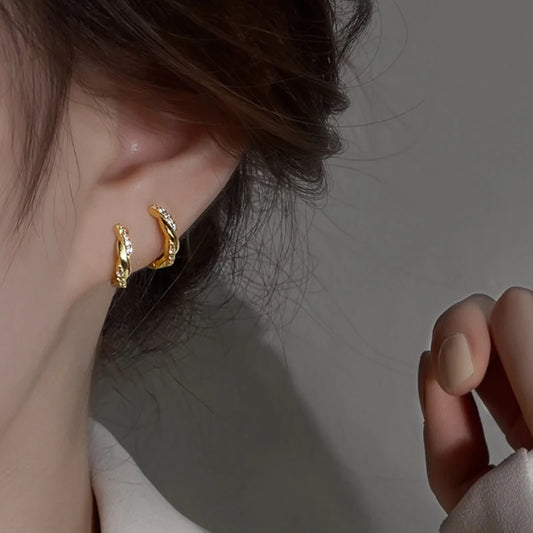 Hot Sale Small Circle Zircon Twist Ear Hoop