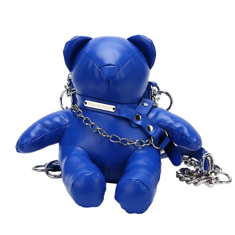 Designer Bear Doll Leather Fashion Chain Crossbody Shoulder Bag