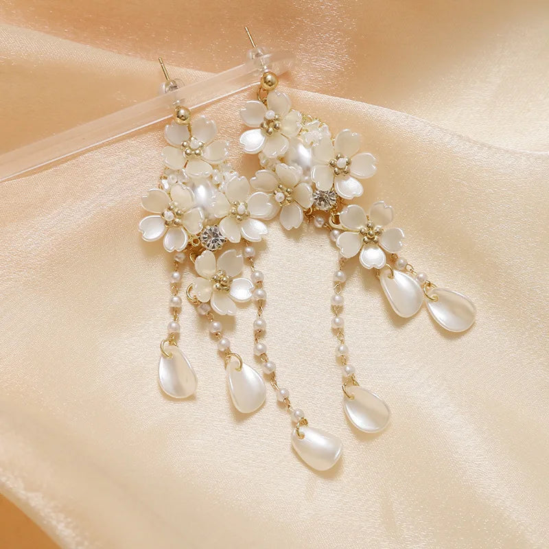 Women French Romantic Flower Drop Earring