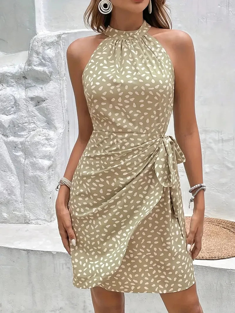 Elegant Sexy Sleeveless Neck-mounted Mini Dress