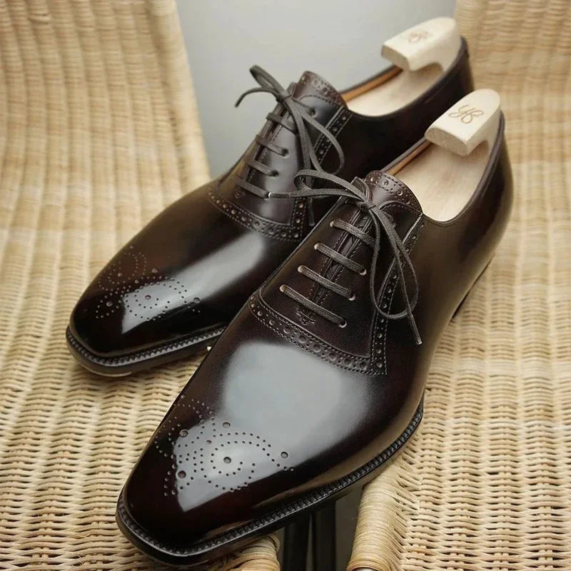 Men Brown Black Business Lace-up Pu Office  Brogue Shoes