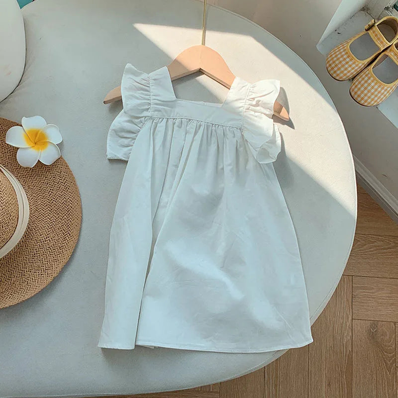 Children's Ruffle Edge White Dress