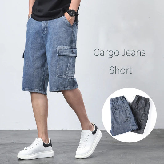 Denim Shorts für Herren Cargohose Baggy Bermuda Jeans Männliche Strandhose