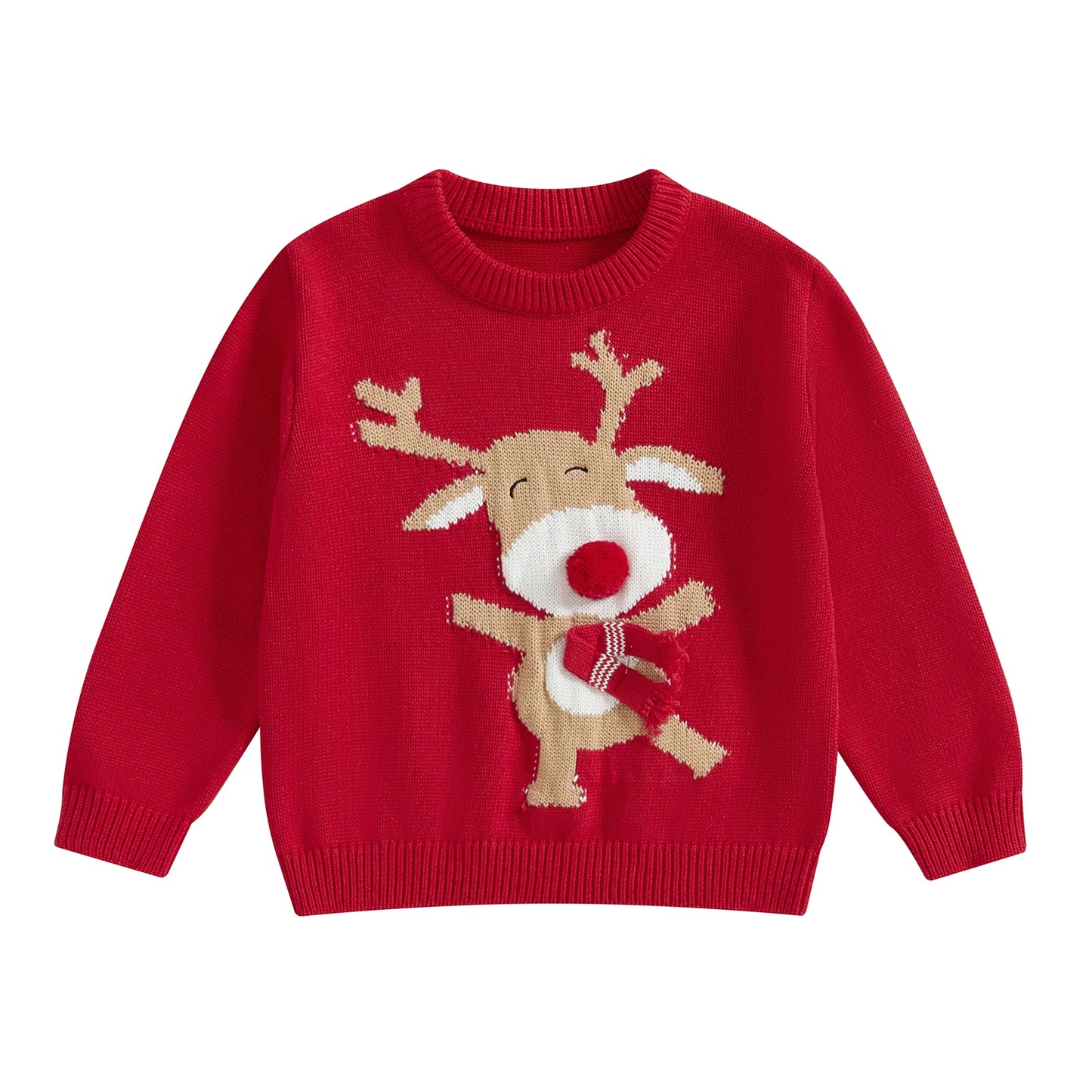 Weihnachtsgestrickte Baby-Mädchenpullover