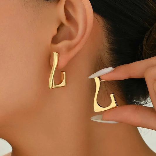 New Fashion Metal Geometric Smooth Chunky Drop Earring