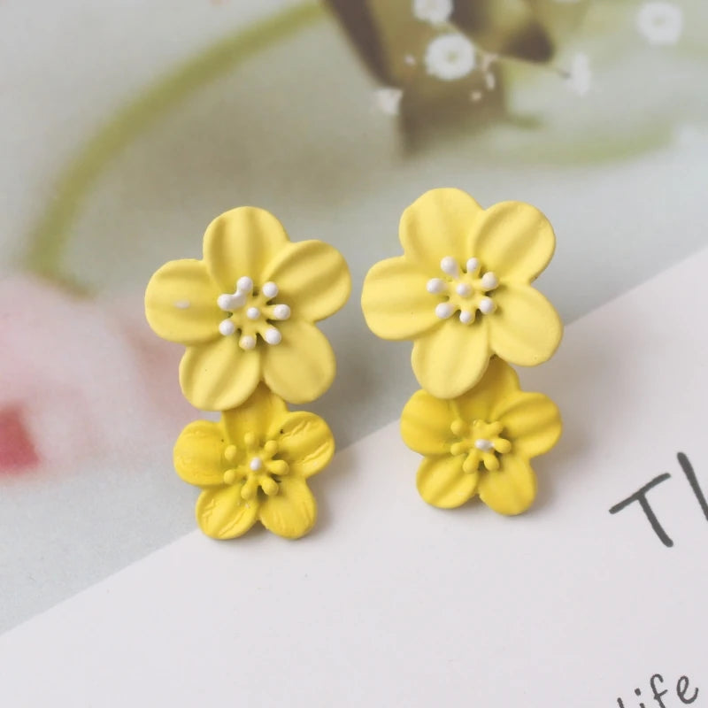 Women Double-layers Floral Dangle Earrings