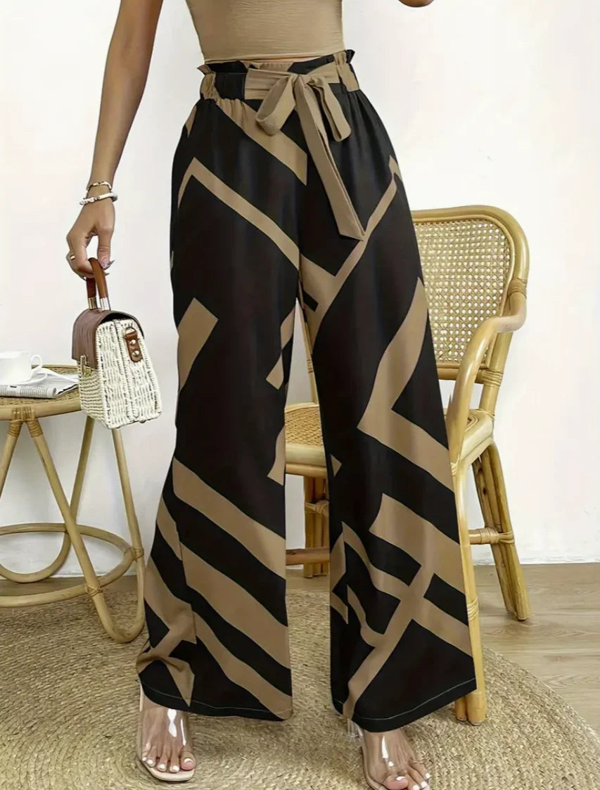 Hose mit weitem Bein und geometrischem Muster