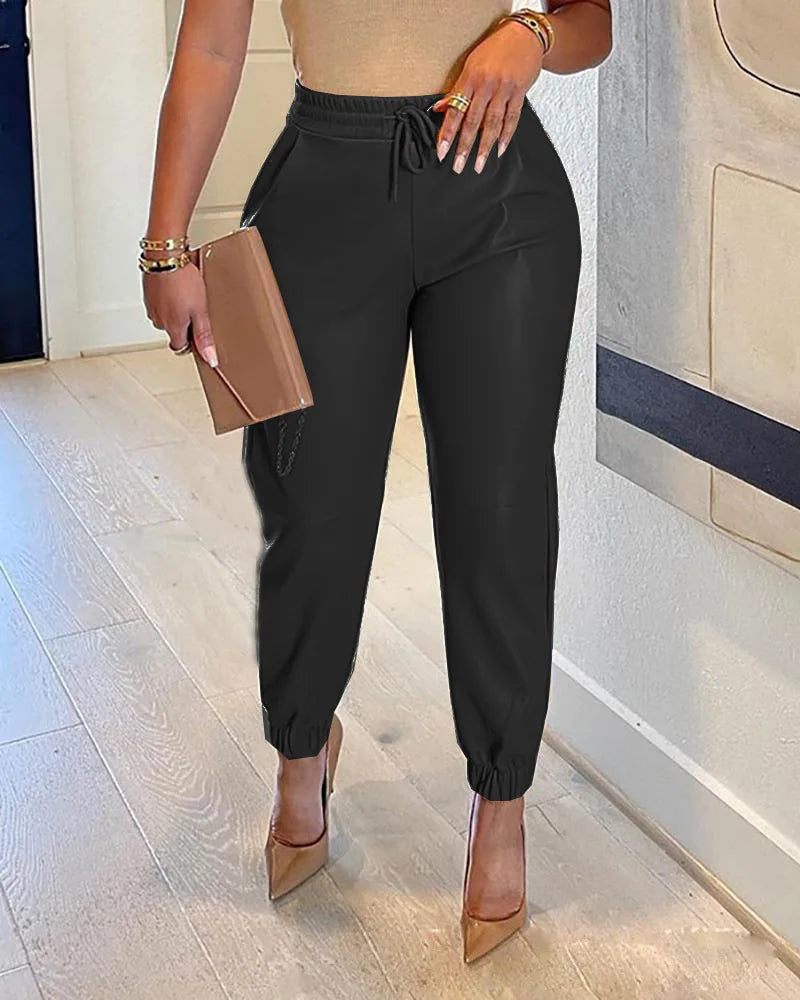 Sommer PU Leder Bund Fuß Haut Höhe Hose