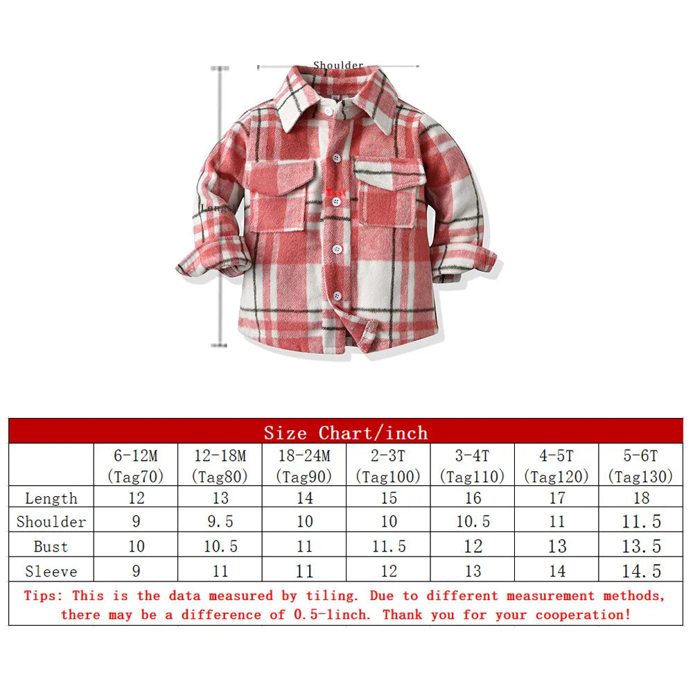 Children's Autumn Plaid Long Sleeved Shirt
