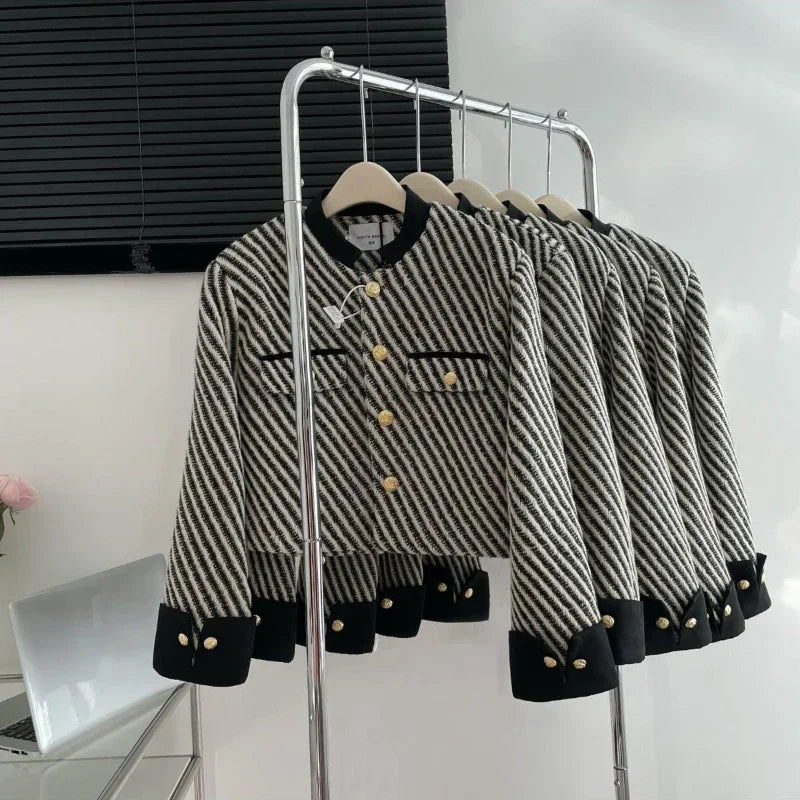 Autumn Winter 2024 New Vintage Stripy Jackets