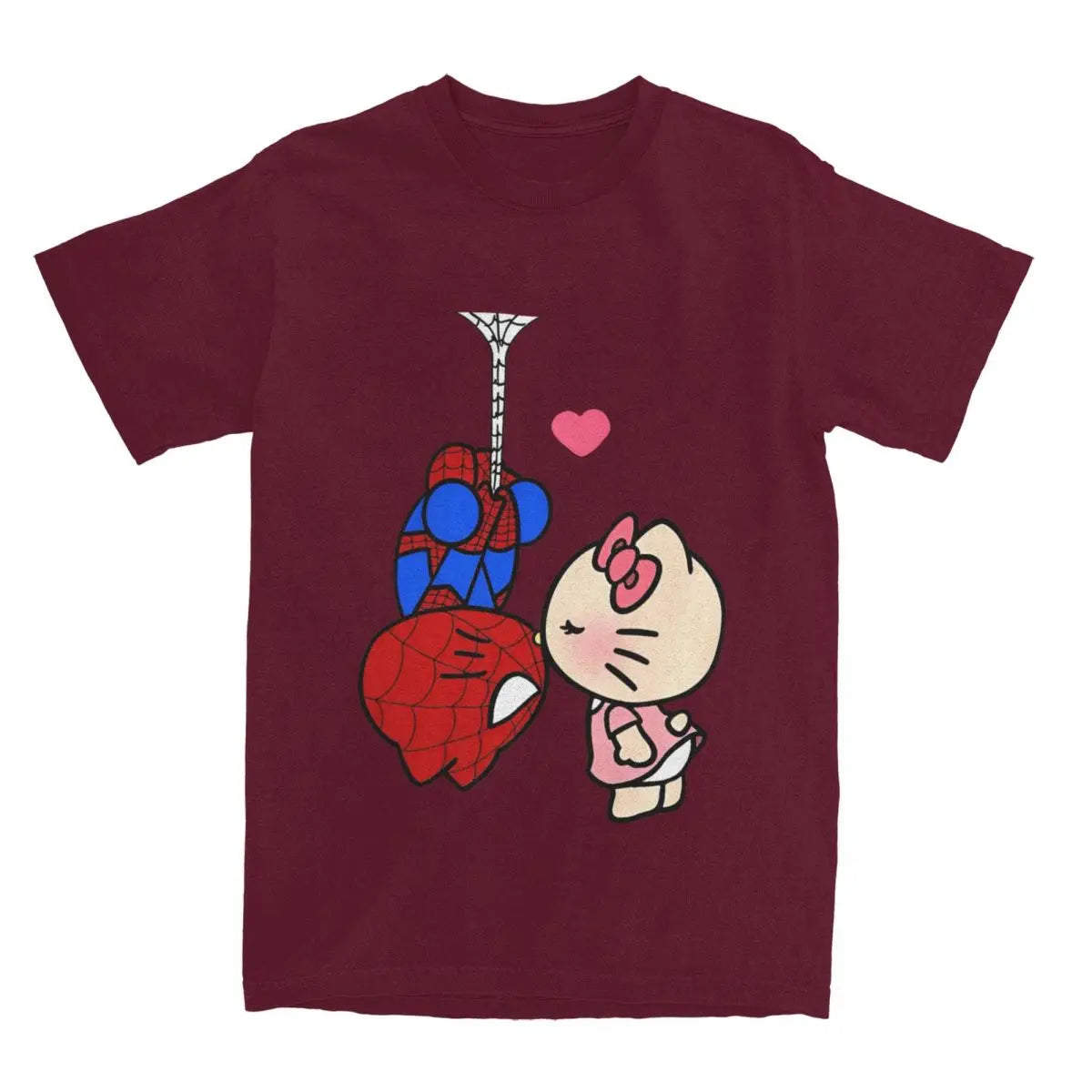 Sanrio Hello Kitty Cartoon Spiderman T Shirt Couple  Pure Cotton T Shirts Summer