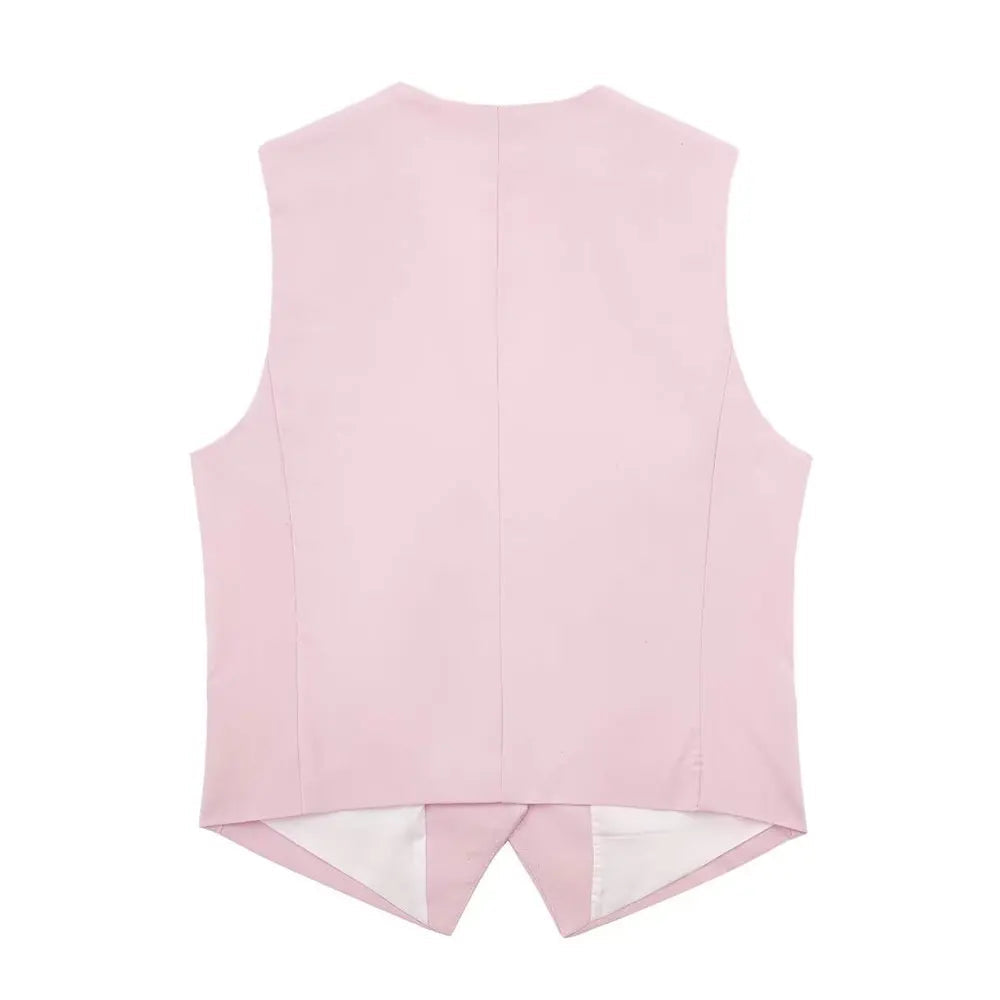 Women Fashion Plain Linen Tops Vest