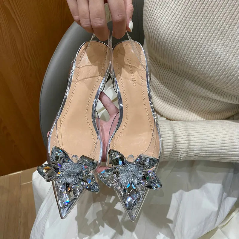 Sommer Schöne Spitze Weinglas Promi Kristall Blume Transparent High Heels