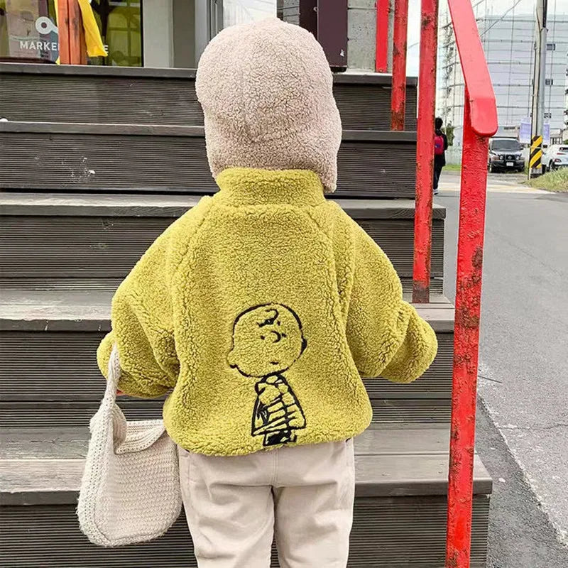 New Children's Lamb Velvet Embroidered Pullover Jacket