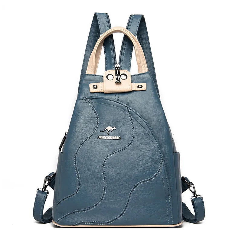 Ladies's Leather Vintage Bookpack Large Capacity Travel Backpack Schoolbag Mochila Women's Shoulder Bag