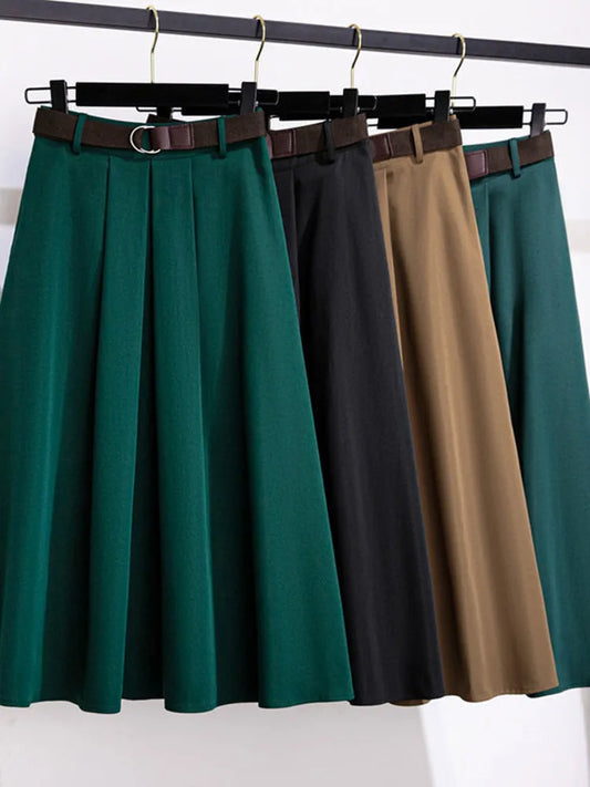 Modischer, eleganter A-Linien-Rock im koreanischen Stil mit hoher Taille