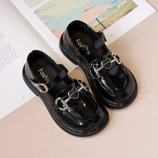Autumn Glossy Kids Black School Performance Shoes