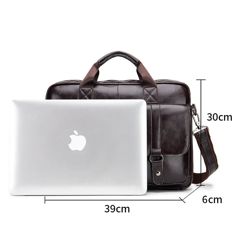 New 100% genuine leather briefcase laptop bag
