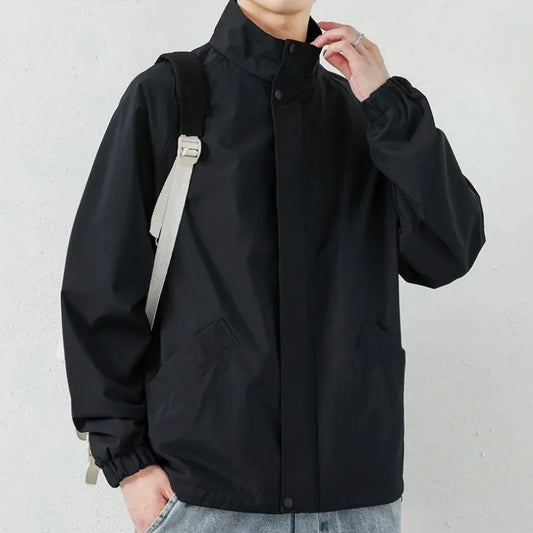 Schwarze Langarm-Jacke mit Kragen für den Herbst für Herren