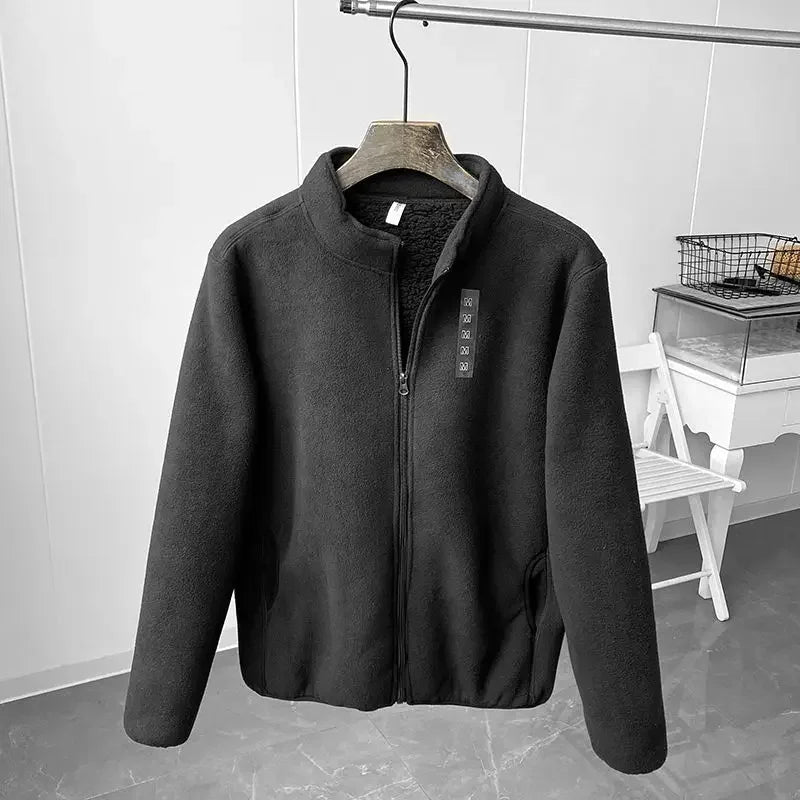 Neuer Winterfleece-Mantel mit Sherpa-Fleece in Volltonfarbe