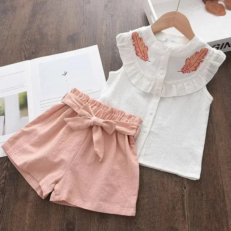 New Kid Baby Girls Feather Clothes Sets