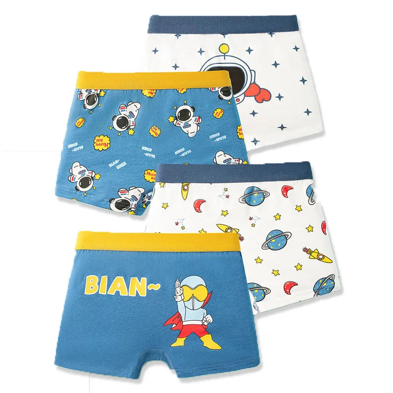 4 Pieces/Pack Boys Cotton Underwear