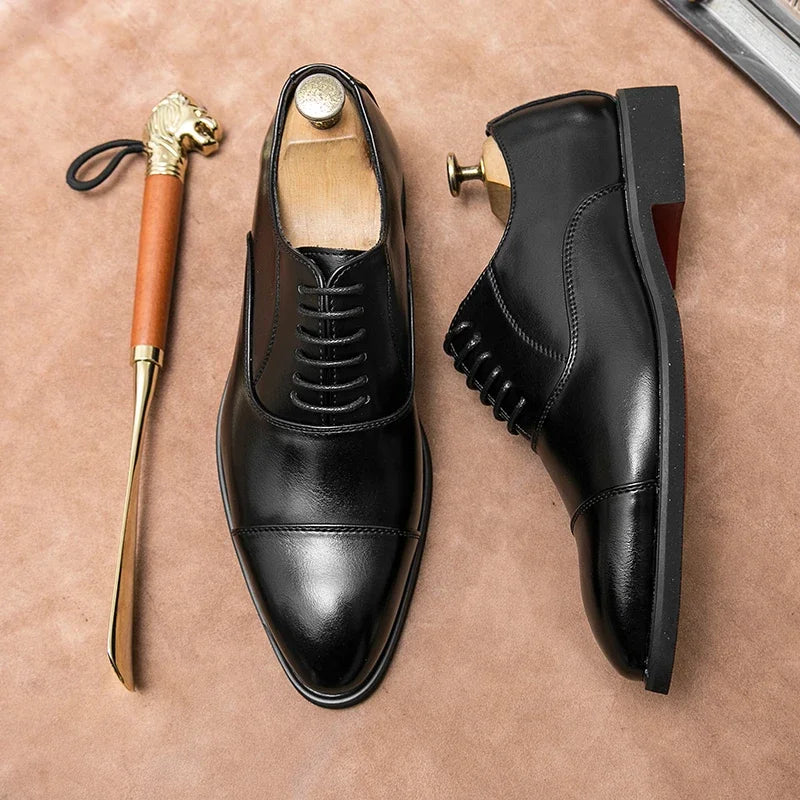Men Brown Black Business Lace-up Pu Office  Brogue Shoes