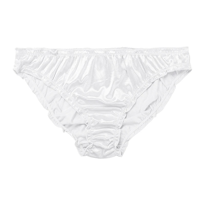New Frill Trim Satin 100% Ice Silk Seamless No Show Underwear
