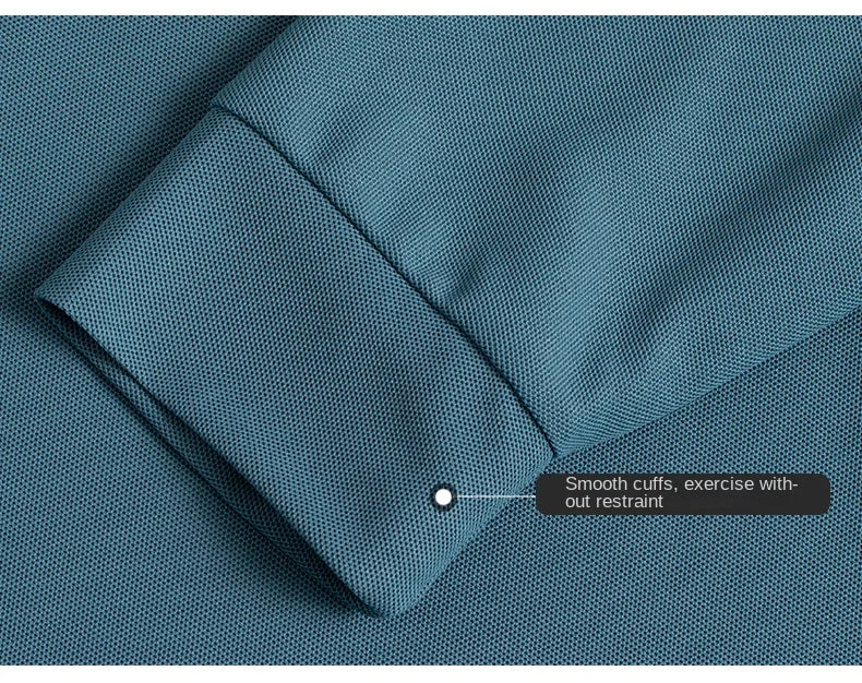 Besticktes Langarm-Poloshirt für Herren in Volltonfarbe