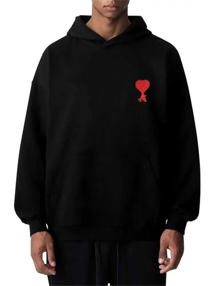 Süßer Kapuzenpullover mit Pfirsichherz-Muster für den Alltag für Herren