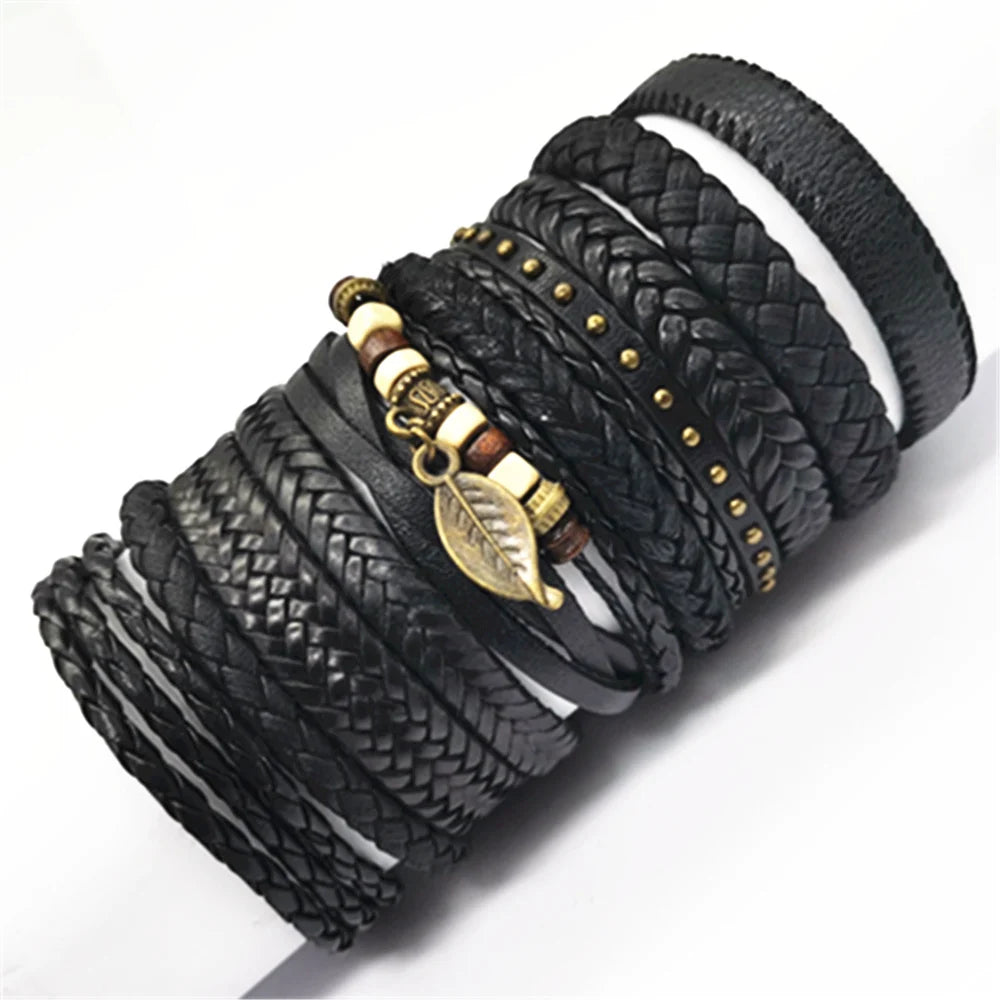 10 Pcs/set Black Wrap Women New Fashion Bracelets