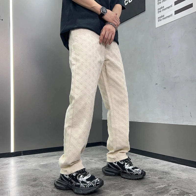 Neue schwarze Designer-Baggy-Hose mit geradem Bein für Herren