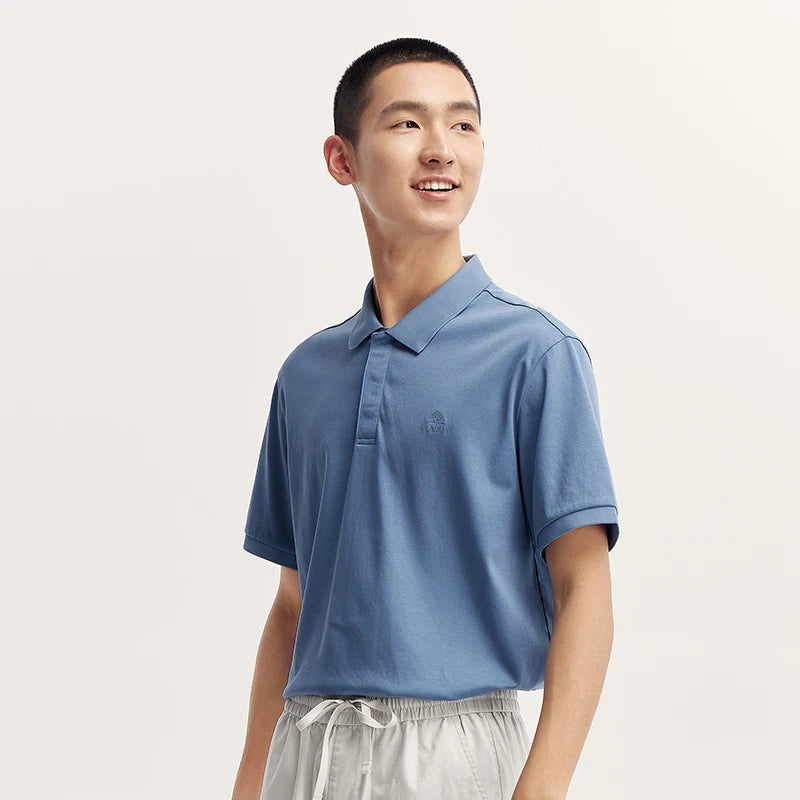 Semi Polo Shirt Herren, neues, schlichtes Pendler-Oberteil aus weicher Baumwolle mit halbem Reißverschluss