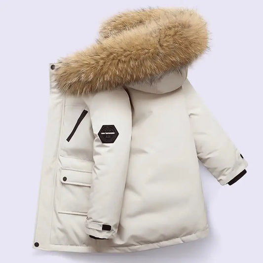 Children's new big hair collar boy cotton jacket