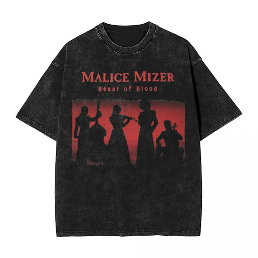 Malice Mizer Washed T Shirt 100% Baumwolle Oversize Sommer