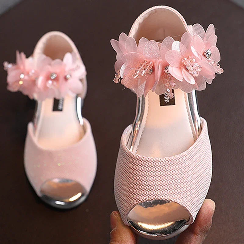 New Girls Rhinestone Flower Shoes