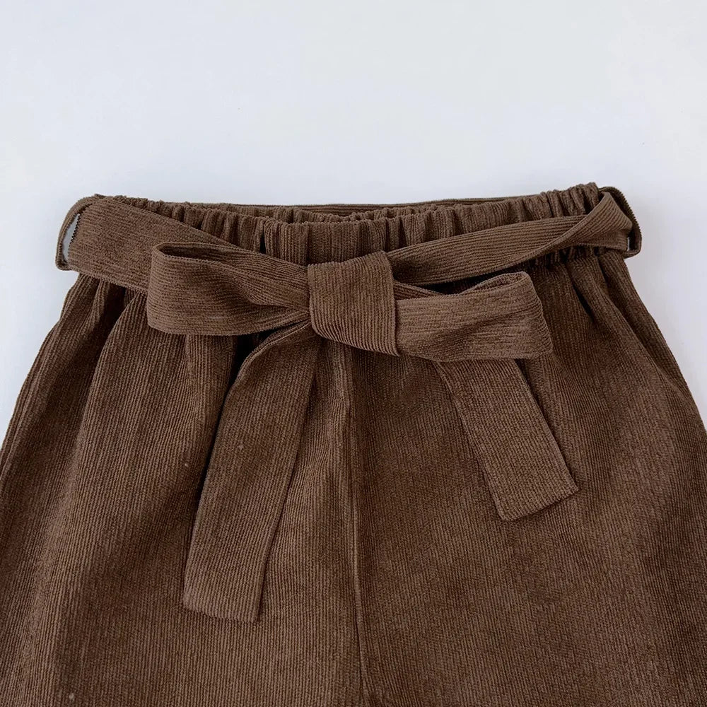 Autumn Winter Long Sleeved Round Neck Top+brown Long Pants