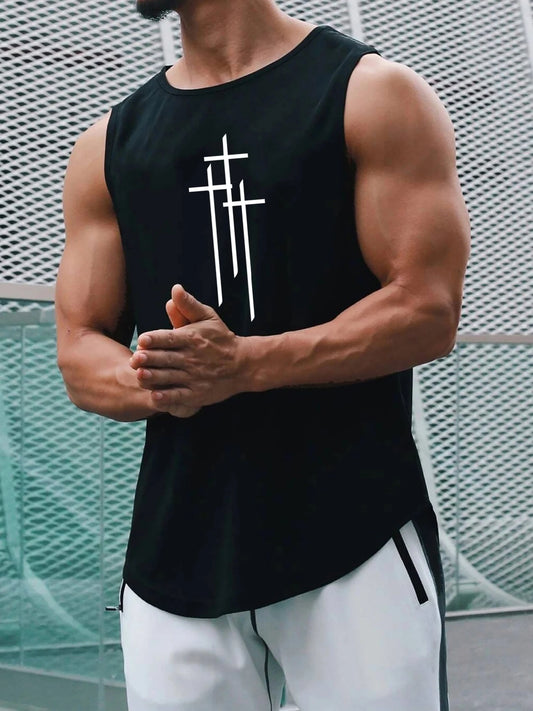 Herren Cross Fitness Lockere Größe Atmungsaktives und Bequemes Tanktop mit Rundhalsausschnitt Ärmellos