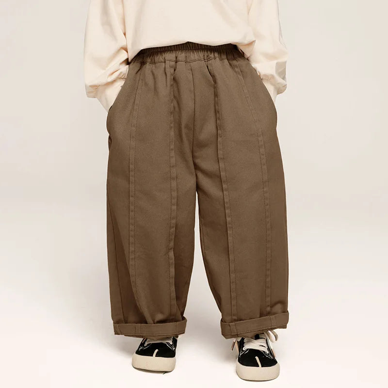Korean style Kids solid color patchwork Trousers
