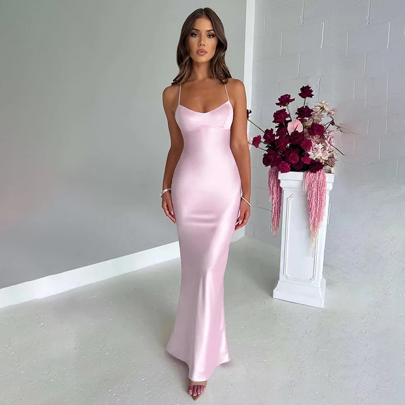Sexy Backless Bandage Party Maxi Lace Up Slip Club Dress