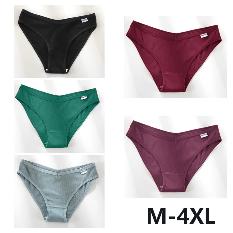 Women Sexy V Waist Plus Size Briefs Low-Rise Comfortable Lingerie