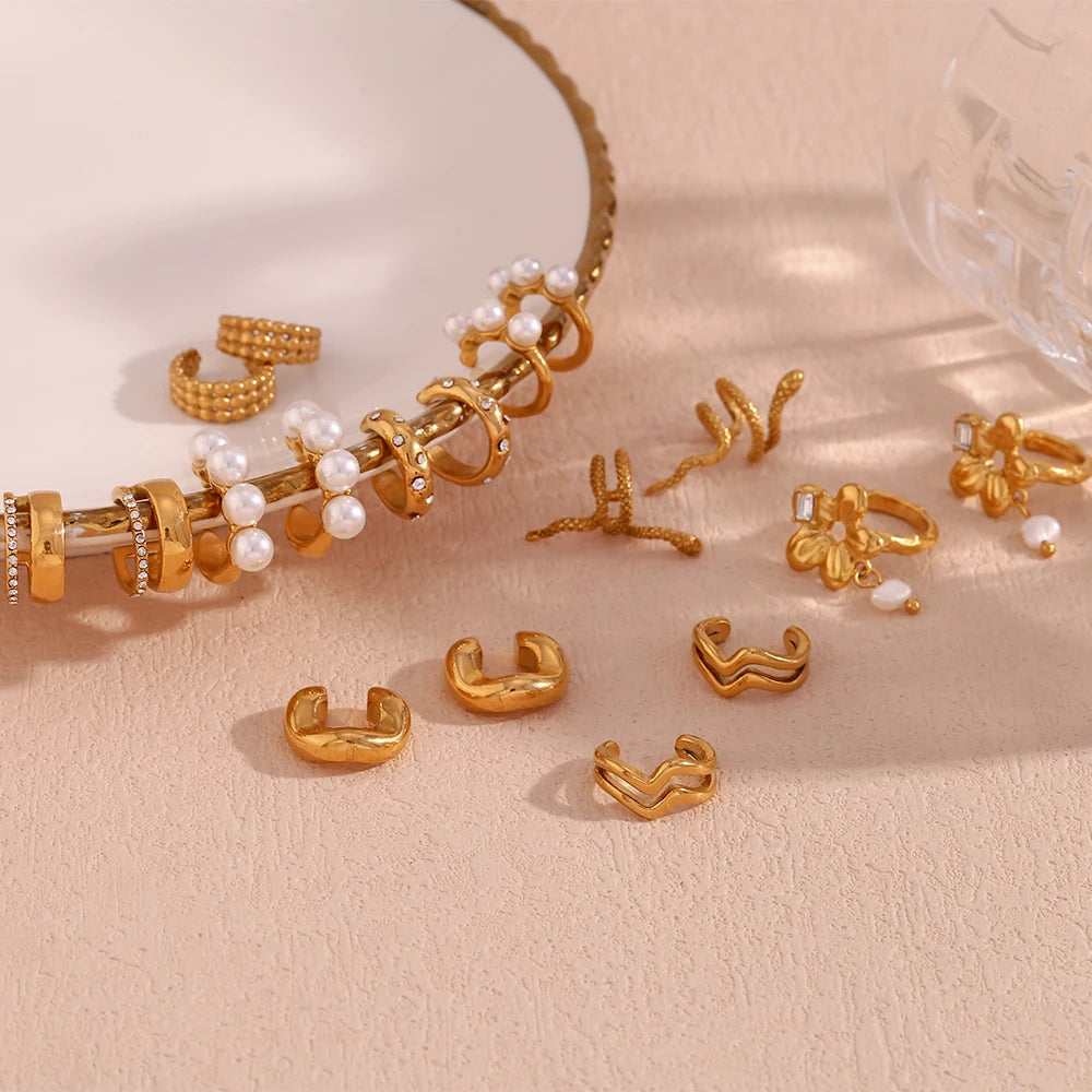 New Stainless Steel Gold Color Ear Clip