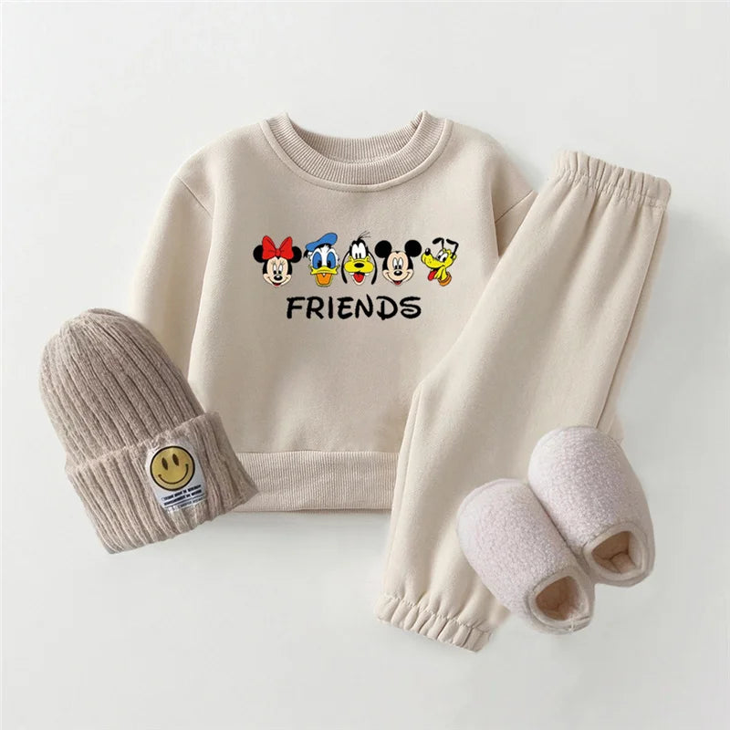 New Warm Fleece Mickey Mouse Clothes Set