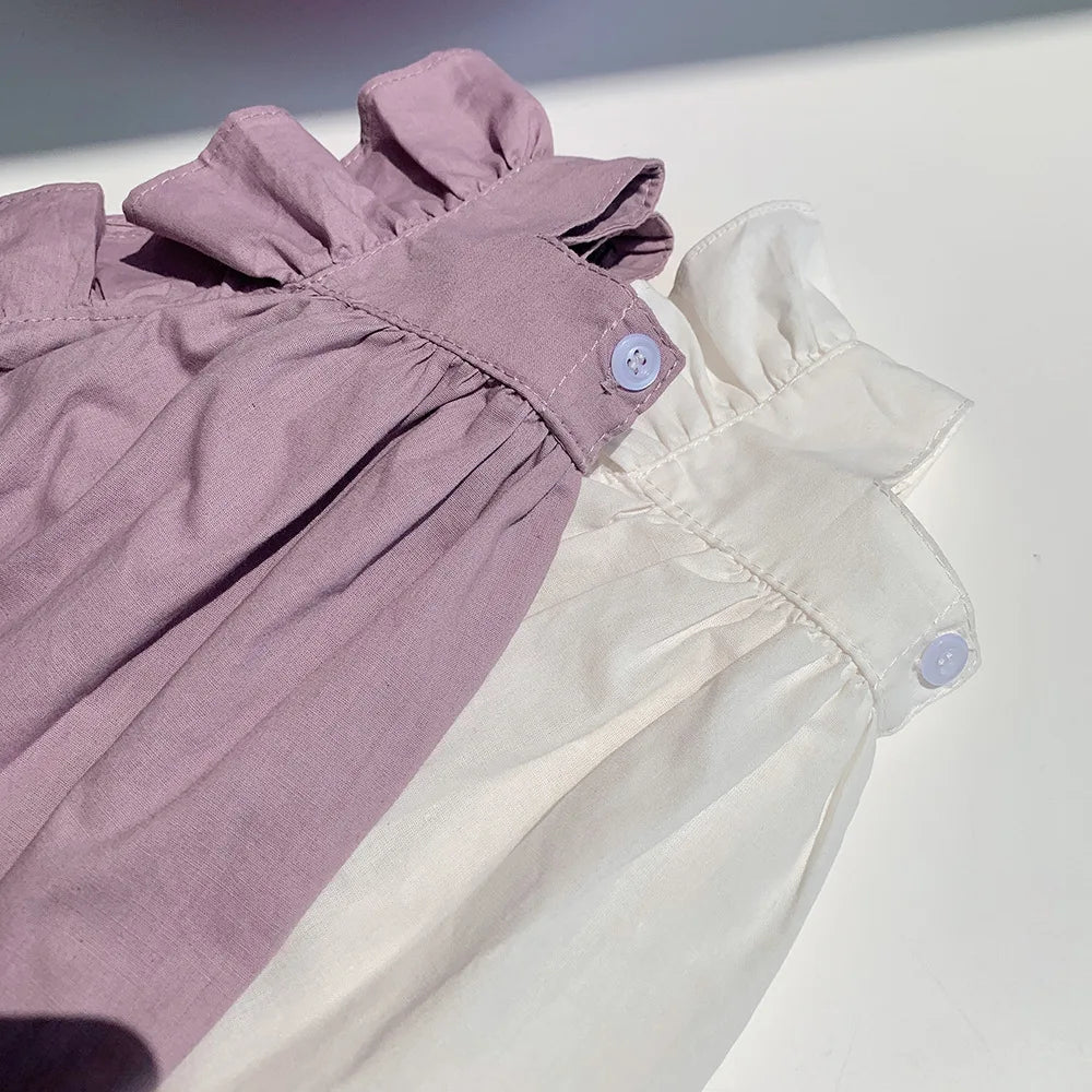 Children's Ruffle Edge White Dress
