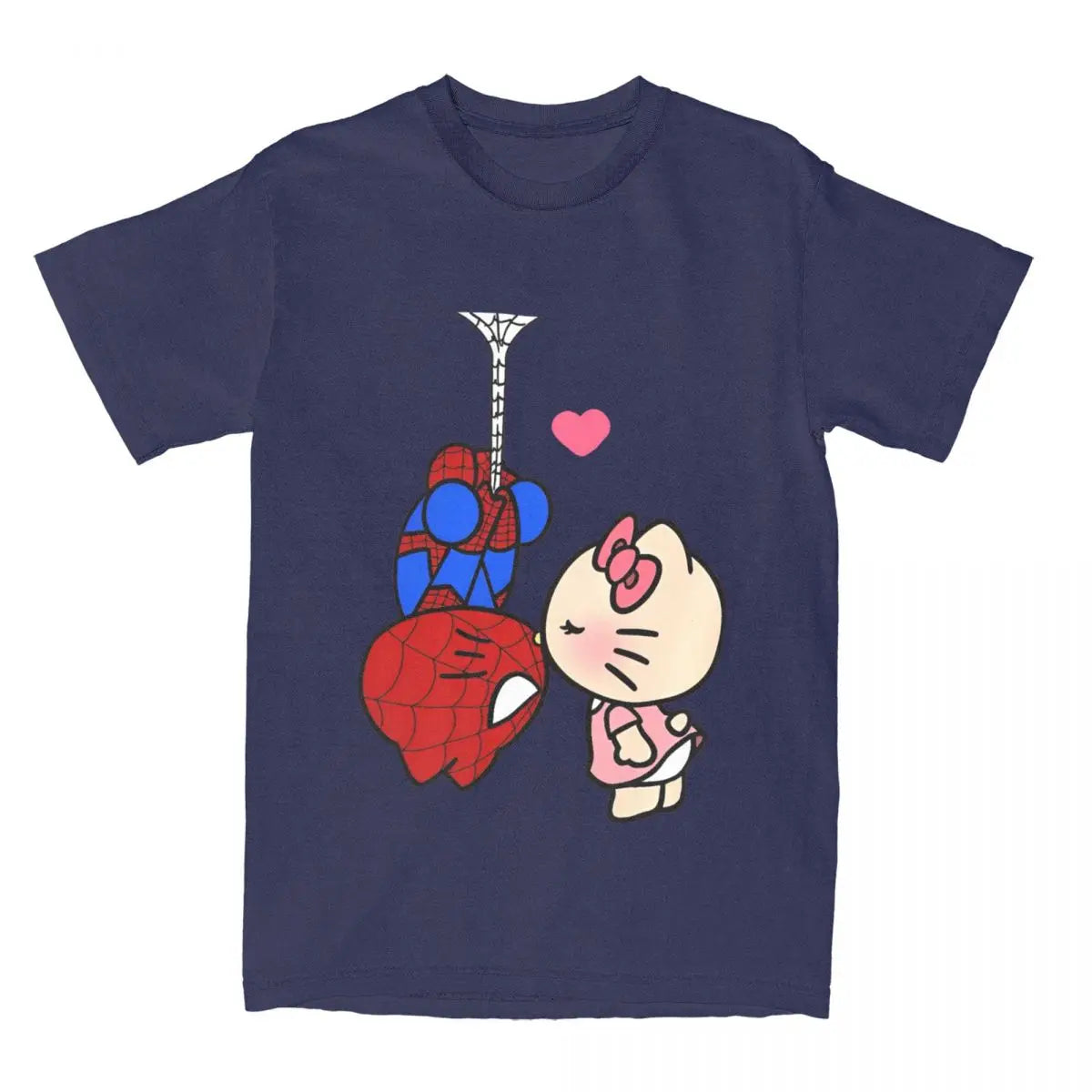 Sanrio Hello Kitty Cartoon Spiderman T Shirt Couple  Pure Cotton T Shirts Summer