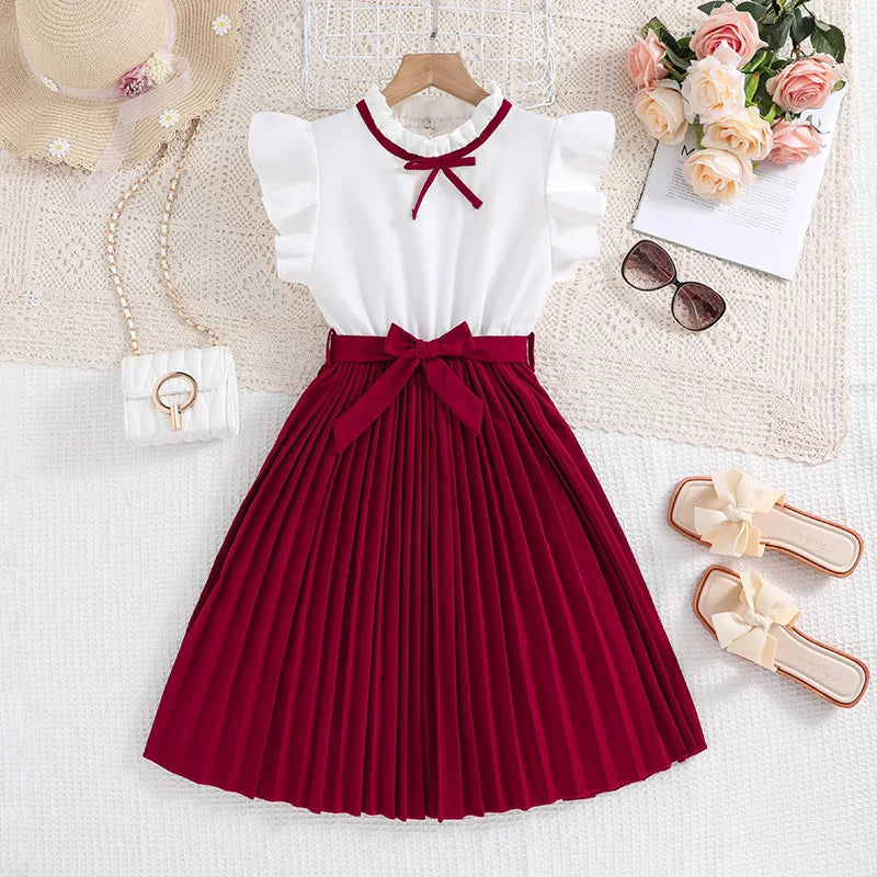 Sommer Neue Ankunft Mädchen Ärmelloses O Neck Rüschen Kleid