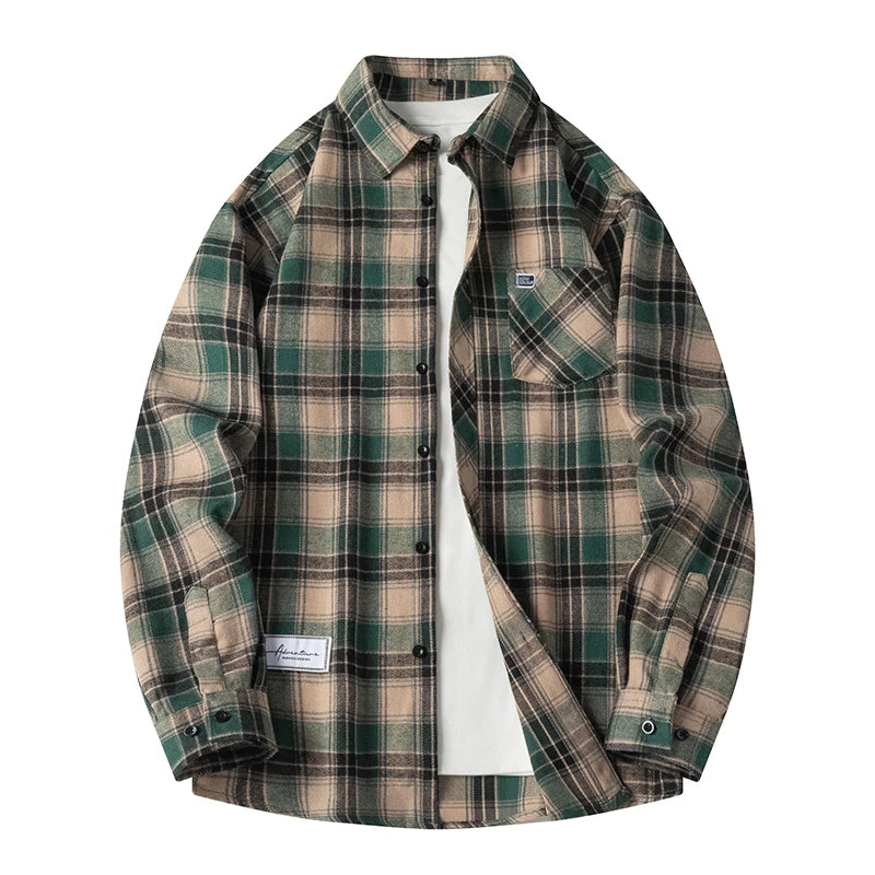 Herbst Langarm Blau Lose Herren Casual Hemd