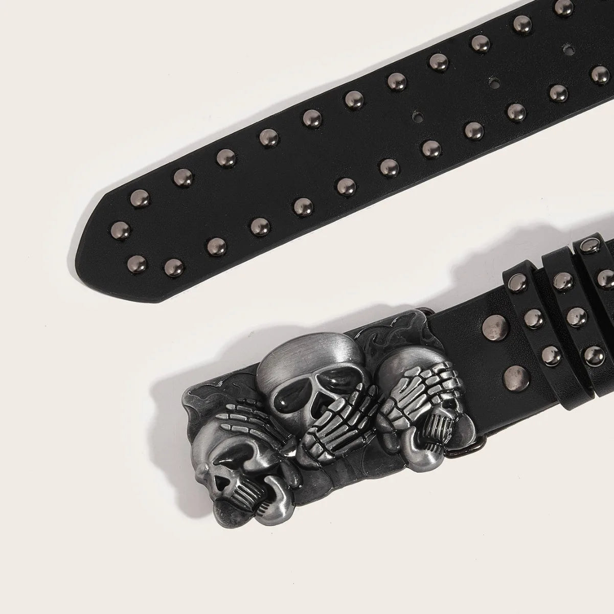 High Quality Luxury Brand Skull  Rivet Waist Belt